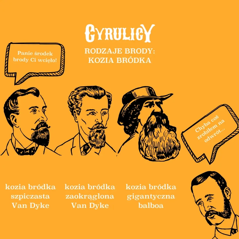różne kształty brody kozia bródka
